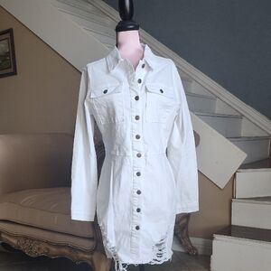 Fashion Nova White Button-Up Maxi Dress